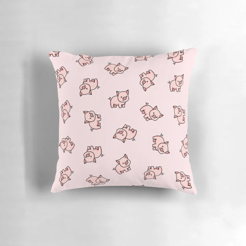 Soft, plush pig pillow in a cute, cartoon style with a pink and white design