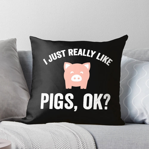 Soft and cozy pillow featuring a playful pig design with humorous quotes for pigs fans