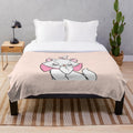 Adorable plush blanket with cute cartoon cat Marie from Aristocats