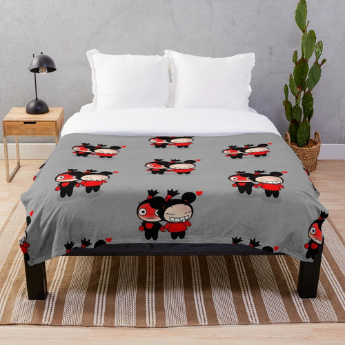 Pucca and Garu Themed Plush Blanket