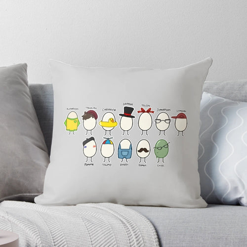 Soft, colorful children's pillow featuring whimsical QSMP egg design for nursery decor