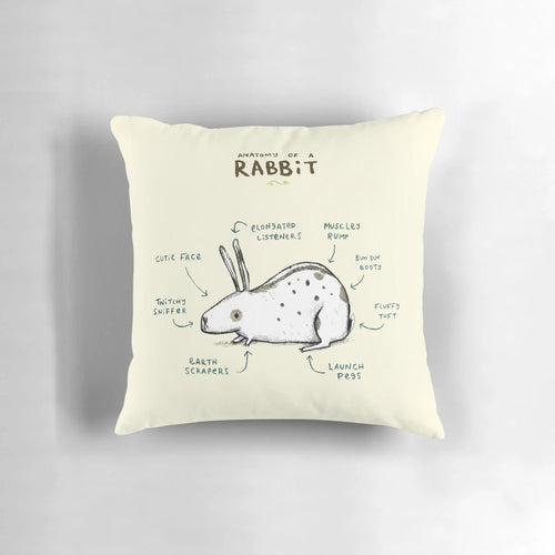 Plush rabbit-shaped pillow with anatomical design
