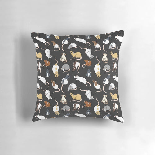 A soft, plush pillow featuring a cute rat print design.