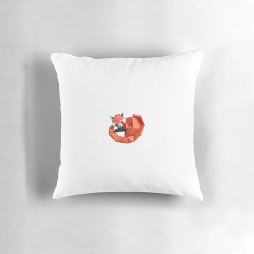 Cozy red panda origami-inspired throw pillow with soft animal print design