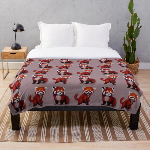 Soft and cuddly red panda plush blanket with a cute ginger bear design