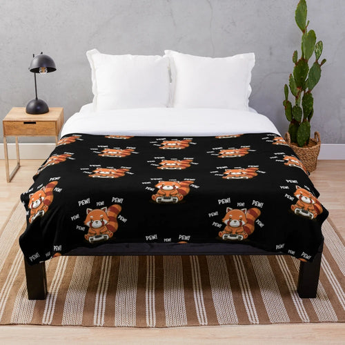 Cozy red panda plush blanket with cute and cuddly design