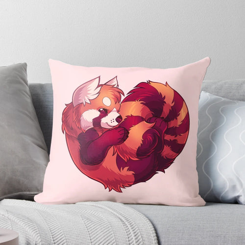 Soft and plush red panda-shaped pillow for home decor