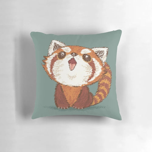 Cozy and Adorable Red Panda Throw Pillow Featuring a Cute, Handdrawn Design