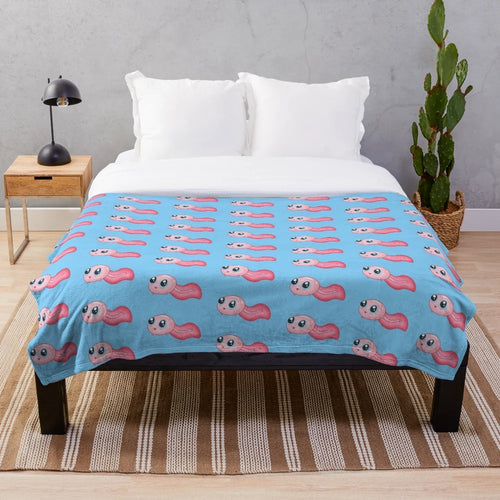 Red tadpole plush blanket with cute frog design