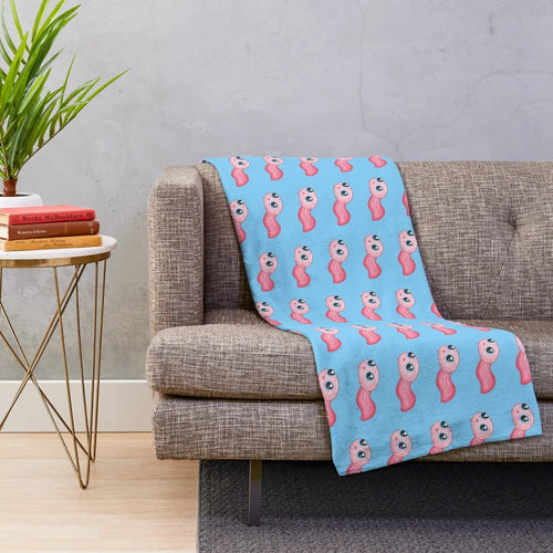 Red tadpole plush blanket with cute frog design