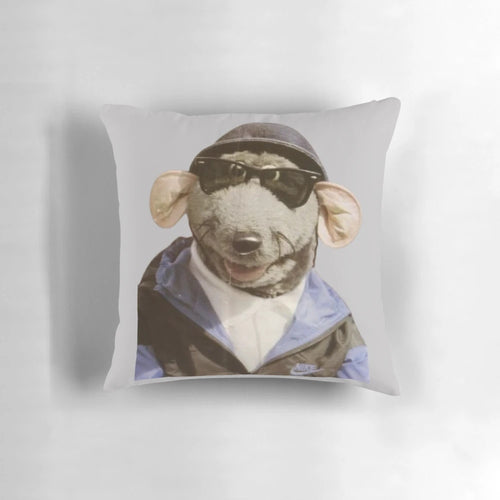 Soft and cuddly Roland the Rat plush pillow, featuring the iconic character's playful design.