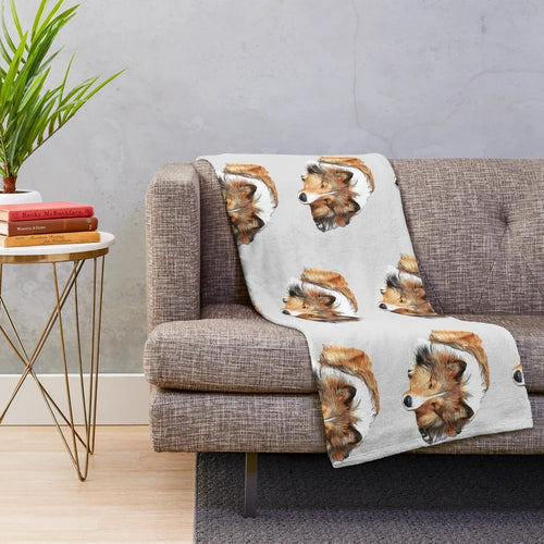 Rough collie dog illustration on a plush blanket