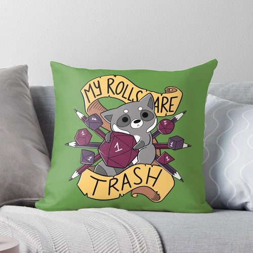 Cute Raccoon Pillow with Dungeon & Dragons Inspired Design