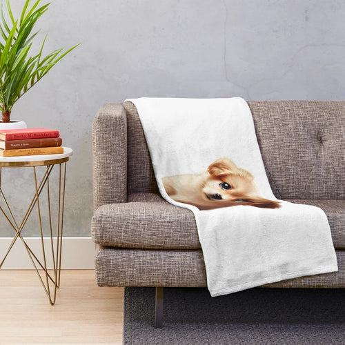 Cute crying puppy with big eyes plush blanket