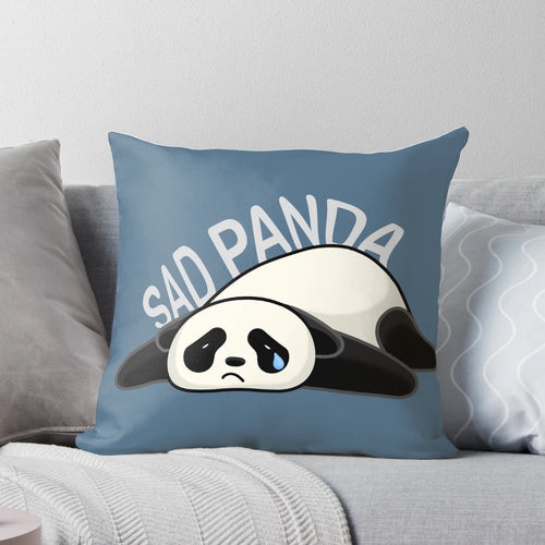 Soft and cuddly sad panda plush pillow with a cute cartoon design, perfect for adding a touch of sorrow and whimsy to any space.