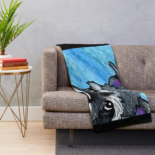 Schnauzer dog cartoon art plush blanket