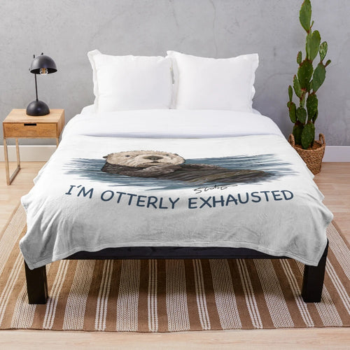 Soft, cozy plush blanket featuring a hand-drawn sea otter sketch design