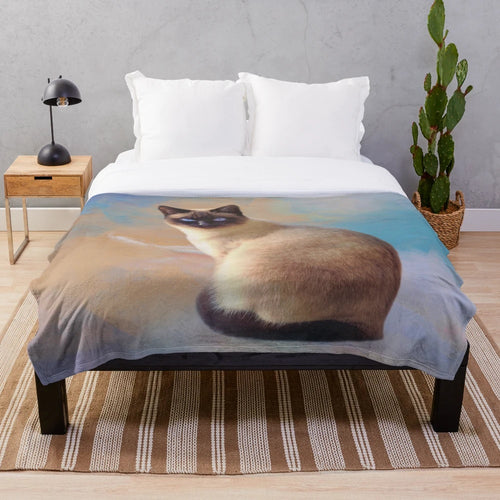 Soft Seal Point Siamese Cat Plush Blanket