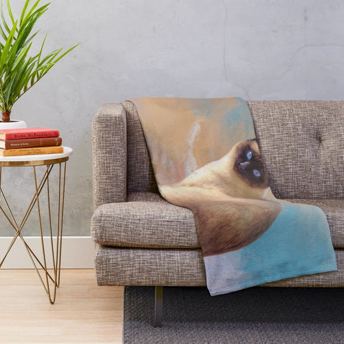 Soft Seal Point Siamese Cat Plush Blanket