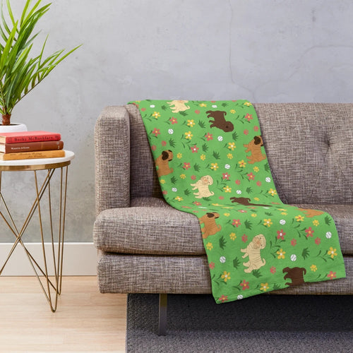 Shar Pei plush blanket with beautiful floral pattern