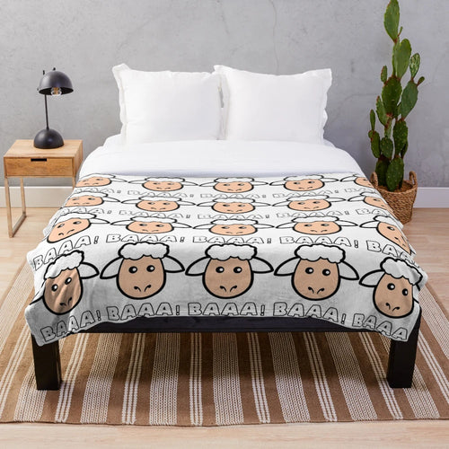 Soft and cuddly sheep plush blanket with a colorful, abstract legendary animal design