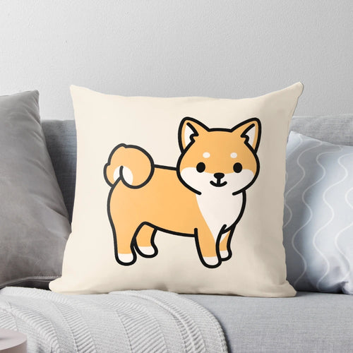 Soft and plush Shiba Inu dog breed pillow in a kawaii cartoon style
