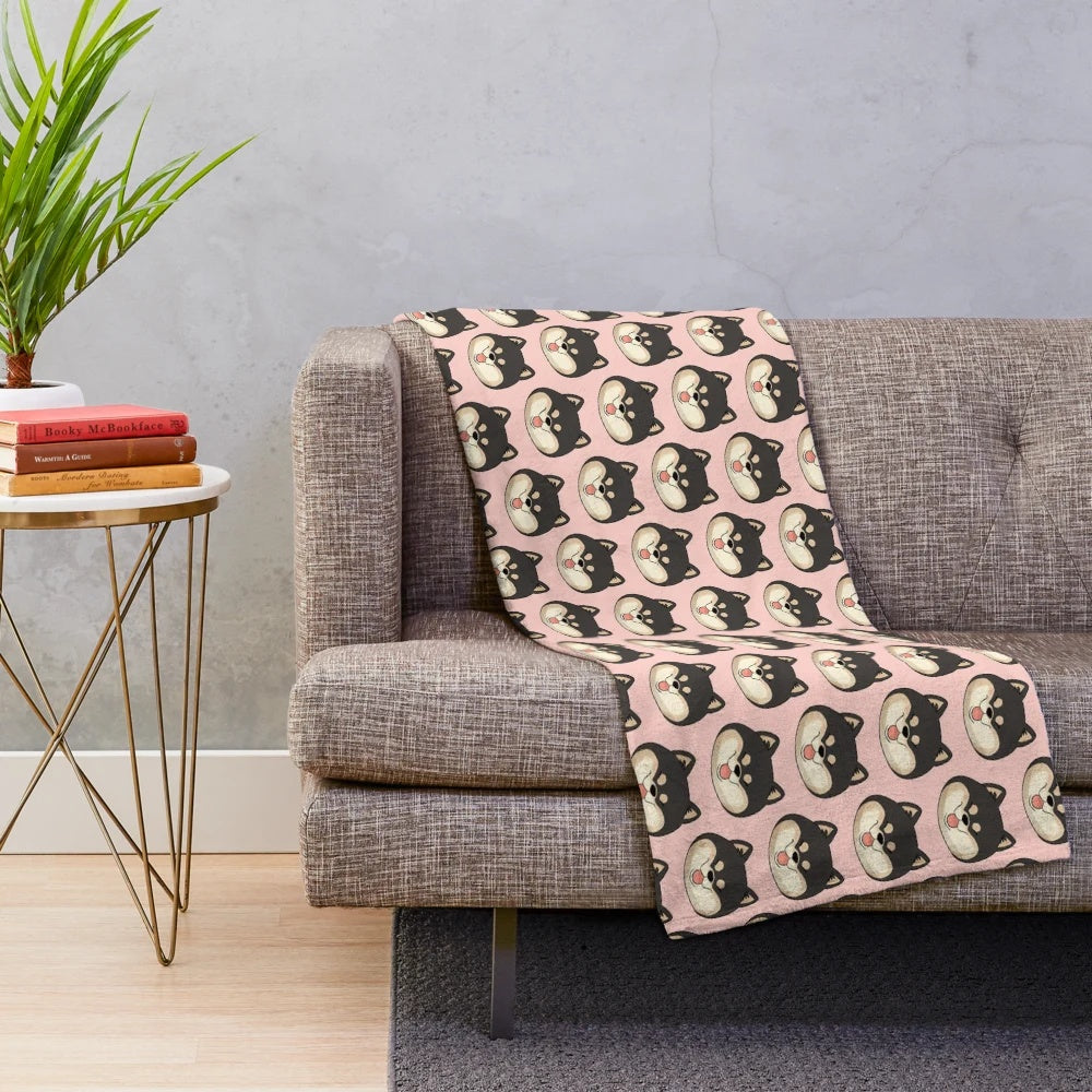 Cute Shiba Inu face plush blanket