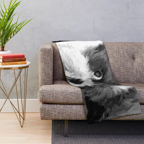 Shih Tzu dog plush blanket with cute, surprised expression