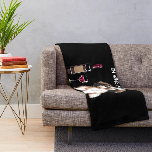 Shih Tzu dog plush blanket with wine theme