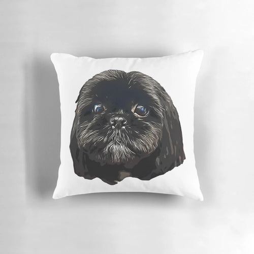 Shih Tzu puppy dog face printed on a soft, plush pillow