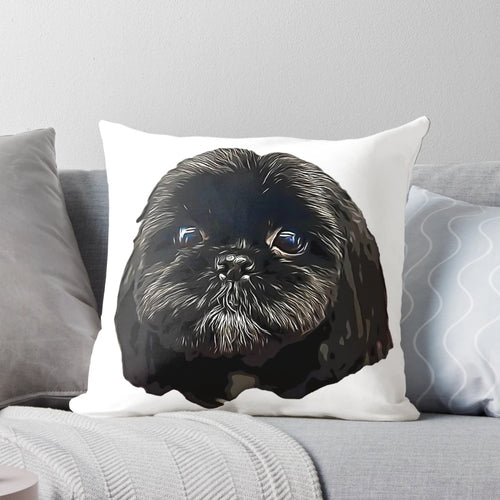 Shih Tzu puppy dog face printed on a soft, plush pillow