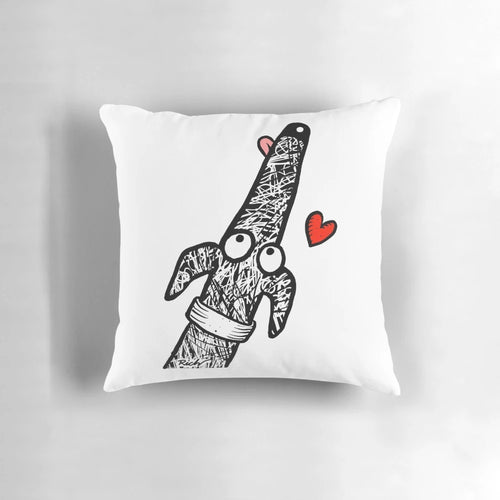 Playful illustration of a sighthound or greyhound, whippet, or lurcher dog on a plush decorative pillow
