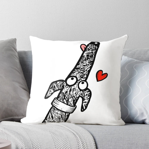 Playful illustration of a sighthound or greyhound, whippet, or lurcher dog on a plush decorative pillow