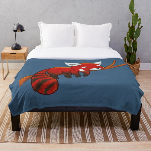 Sleeping red panda plush blanket