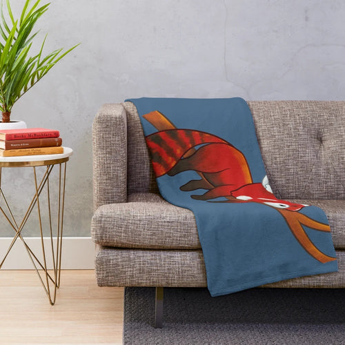 Sleeping red panda plush blanket