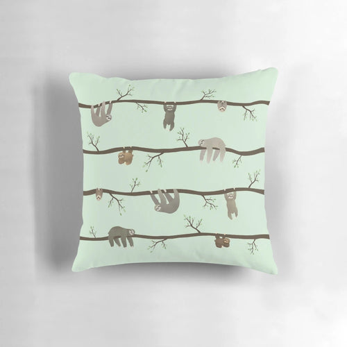 Soft and plush sloth pillow with a detailed wildlife pattern