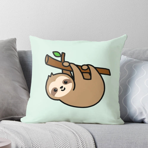 Plush, huggable sloth pillow with a sweet, cartoon-like design