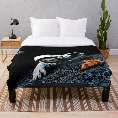 Slothstronaut plush blanket with pizza design for cozy space adventures