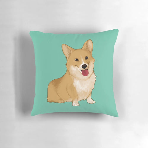Cute smiling corgi dog graphic printed on a soft, plush throw pillow
