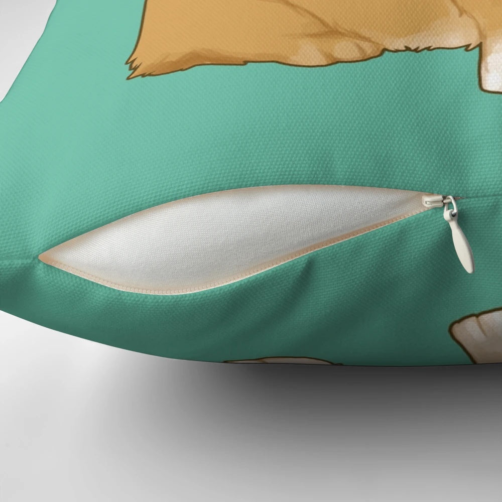 Cute smiling corgi dog graphic printed on a soft, plush throw pillow