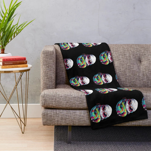 Soft and cuddly plush blanket featuring a playful snake wearing glasses and a hoodie