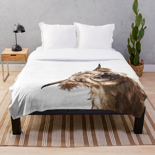 Cute highland cow plush blanket