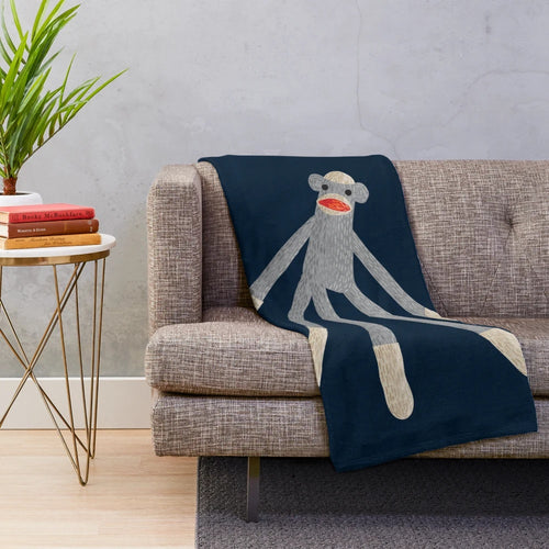 Sock Monkey Plush Blanket, a classic retro stuffed animal for snuggly comfort