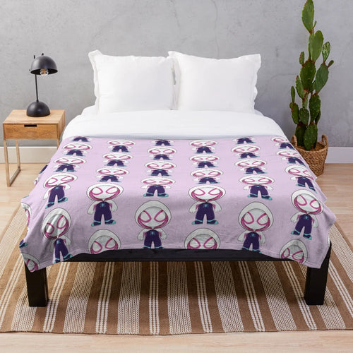 Cute cartoon spider ghost plush blanket