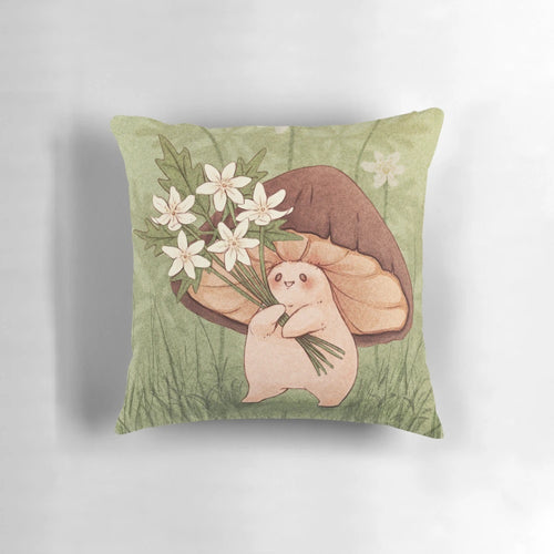 Vibrant spring flowers pillow with cottage core design