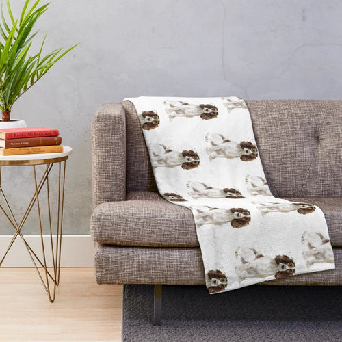 Springer Spaniel Plush Blanket with Watercolor Design