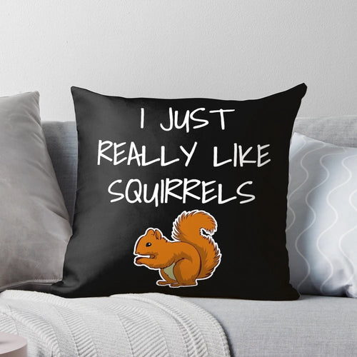 Soft and cuddly squirrel-themed throw pillow with cute woodland rodent design