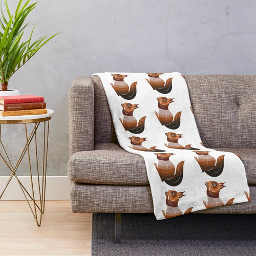 Squirrel plush blanket with colorful abstract art design