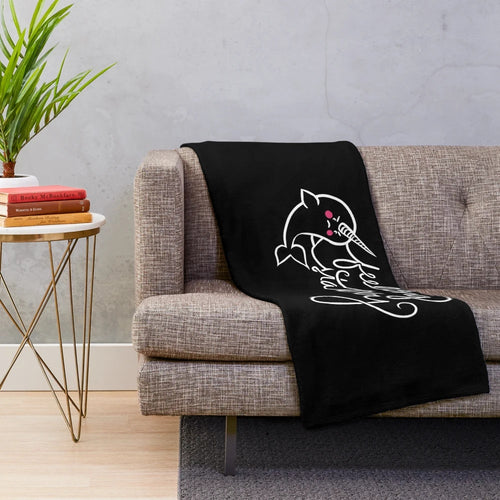 Cute and funny narwhal plush blanket with a stabby design
