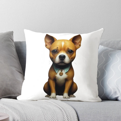 Charming Staffordshire Terrier dog portrait pillow with a gentleman's collar and medallion